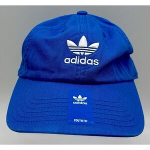 Adidas‎ Youth Washed Relaxed Strapback Cap Hat Blue White New With Tags